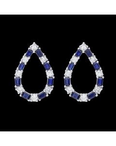Designer "Lover's Tear Drop" Diamond & Sapphire Earrings