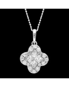 Mystical Clover Designer Multi-Stone Diamond Pendant Necklace