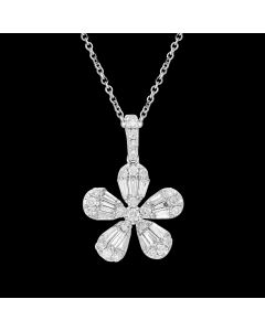 Delicate "Forget Me Not" Floral Diamond Pendant Necklace