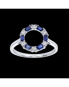 Designer "Circle of Love" Diamond & Sapphire Ring