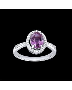 Designer Oval Amethyst & Diamond Halo Ring