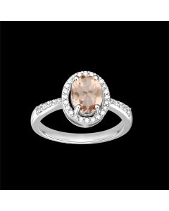 Designer Oval Morganite & Diamond Halo Ring